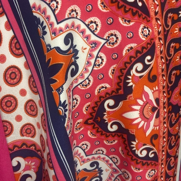 ELIZA J Paisley Scarf Print Belted Maxi Dress Size 6 Navy Pink Jersey Summer Fun - Picture 6 of 9